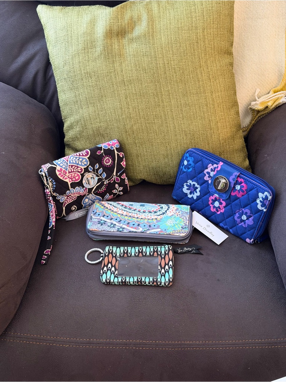 Vera Bradley Quilted Blue Floral Zip Wallet with Multicolor Paisley Wallets